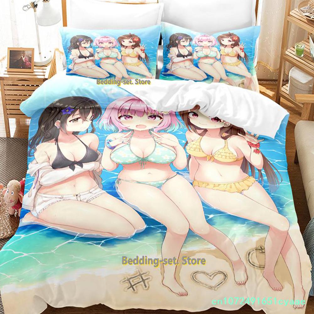Takafuji Kako Bedding Set Single Twin Full Queen King Size Bed Set Adult Kid Bedroom Duvetcover Sets Anime Girls Bed