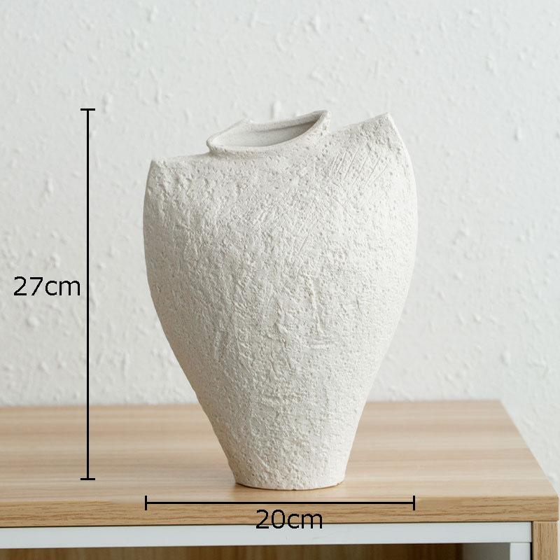 Creative Retro White Ceramic Vase Minimalism Flower Pots Desk Decoration Flowers Arrangement Floral Vases Room Aesthetic Decor