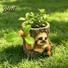 Cute Animal Shaped Planter Artificial Stump Planter Resin Tree Bark Shape Flower Pot with Koala/Frog/Sloth Rustic Bonsai Small Barrel Bucket