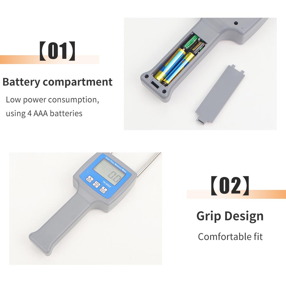 TK100GF Starch Moisture Tester LCD Digital Hygrometer Humidity Analyzer Moisture Detector for Corn Wheat Rice Bean Flour