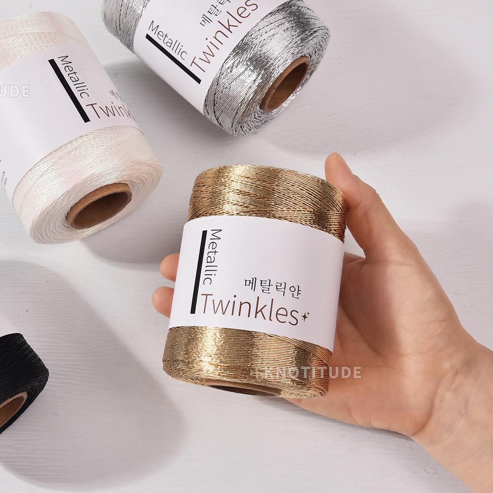 Korean Crochet Gold Hook 1mm Silver Thread Handmade Braided Rope for DIY Crochet Bags