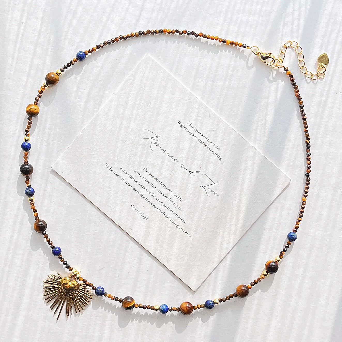 

Ветер Высокое Качество Майяр Натуральный Камень Тигровый Глаз Мини Цепочка на Ключицу Подвеска для Женщин