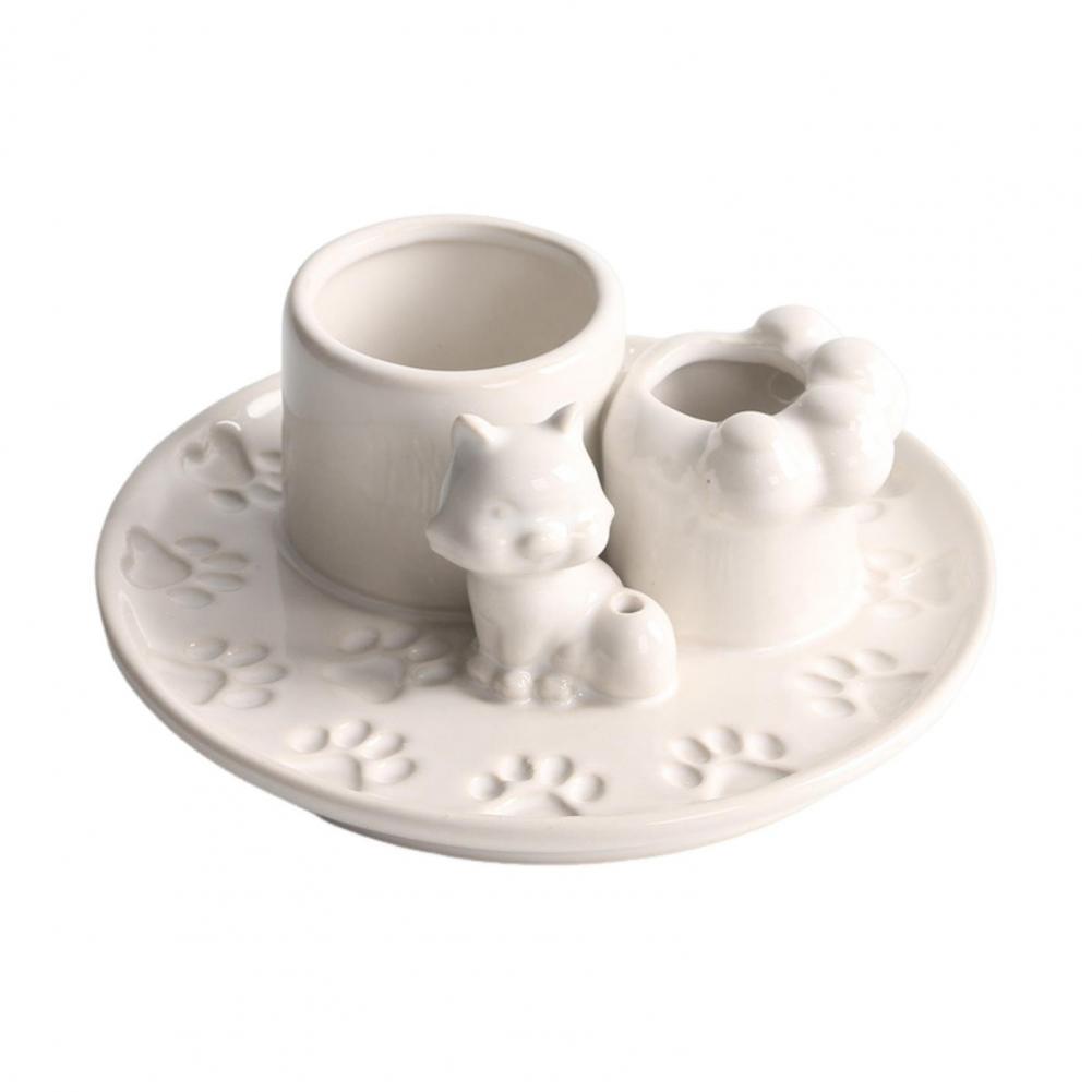 Katzen-Thema Räuchergefäß Keramik Räucherstäbchenhalter Keramik Palo Santo Halter mit Aschefänger-Ablage für Meditation Yoga