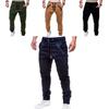 Men's Slim Fit Cuffed Trousers With Adjustable Waist And Multiple Pockets