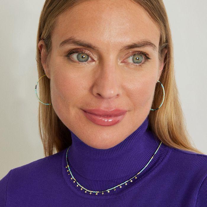 Boucles d'oreilles en argent 925 Luxenter avec cristaux multicolores et finition en or jaune 18K - Bubha