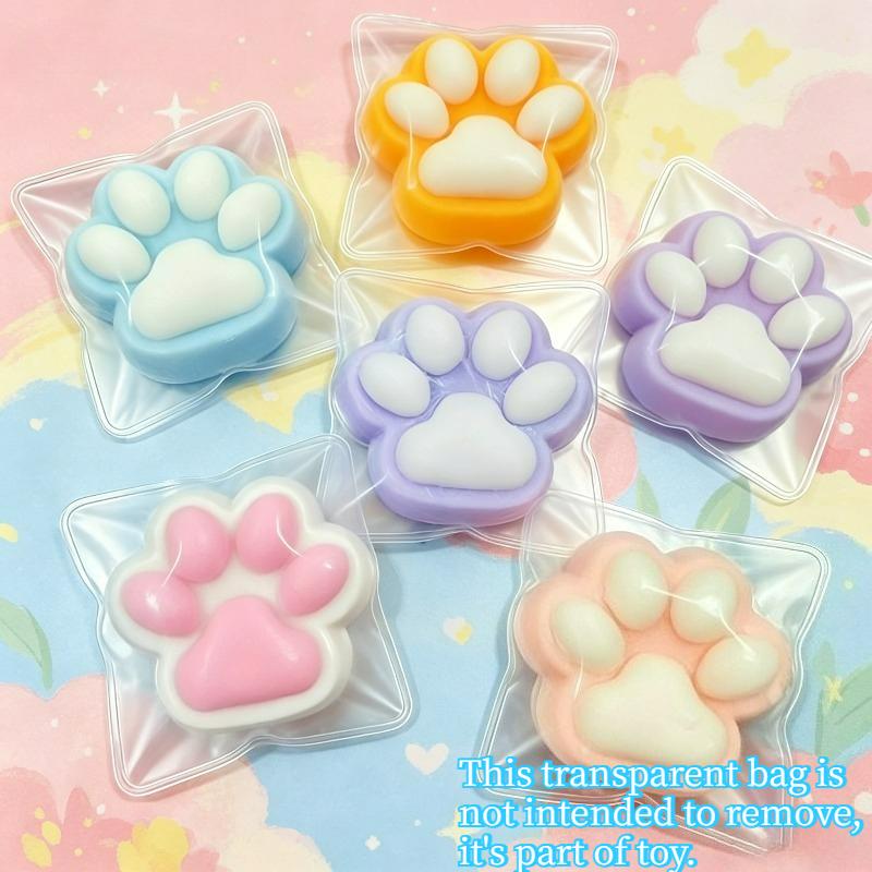Macaron Kleur Kattenpoot Squishy Speelgoed Individueel Verpakt Knijp Fidget Speelgoed Schattige Poot Stressverlichter Zakformaat Sensorisch Kinderspeelgoed