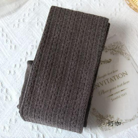 Women's Thickened Japanese Style Cable Knit White Tights with Plus Velvet & Warm Milk White JK Socks for Autumn/Winter