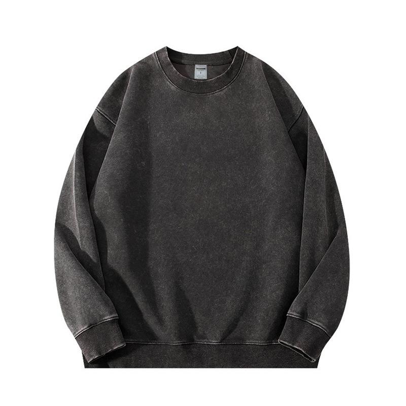 Washed Batik Hoodie Heavyweight American Vintage Loose Plain Color Long Sleeve Trendy Unisex