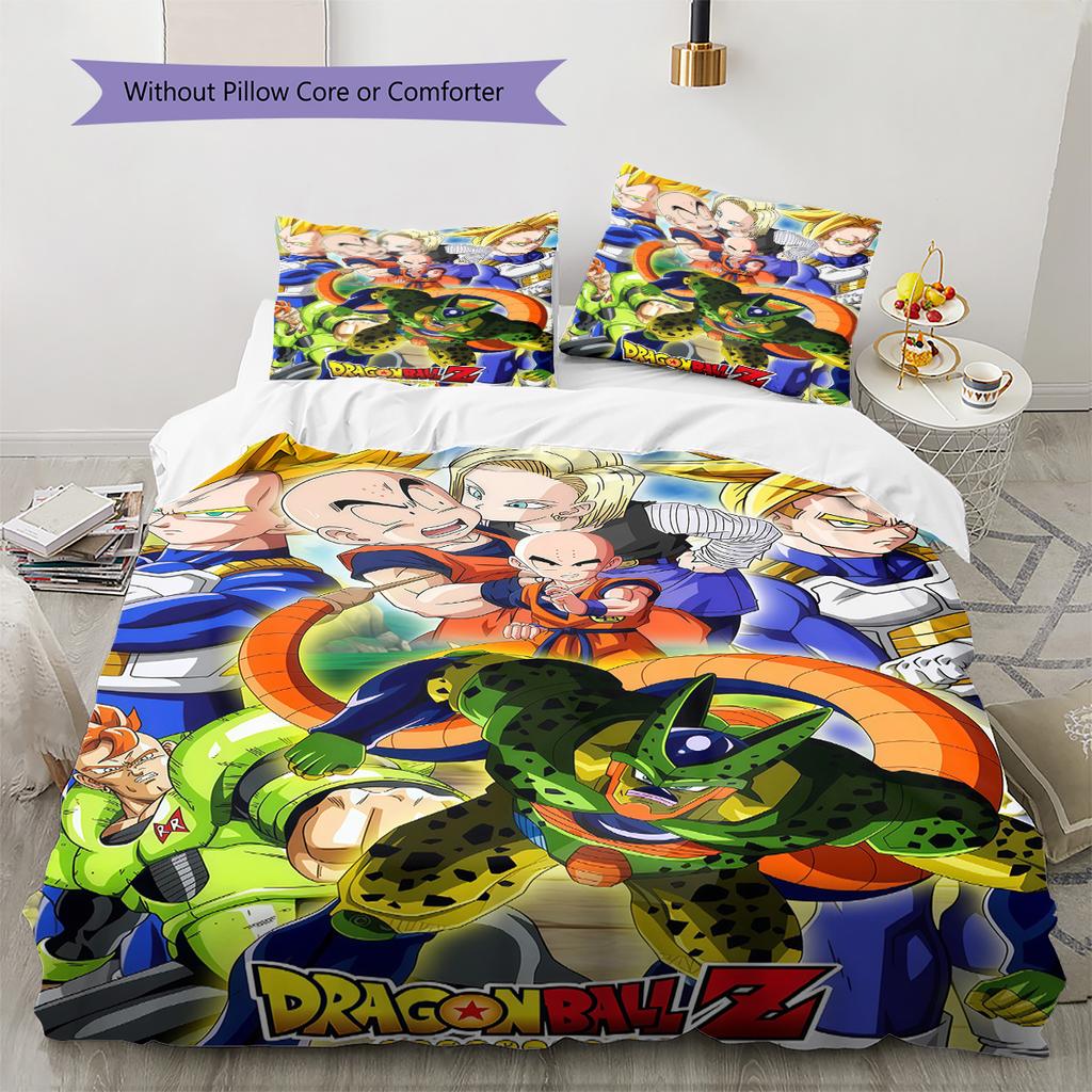 Dragon Ball All-Season Bedding Set HD Print Duvet Cover with Pillowcases Soft Durable for Bedroom