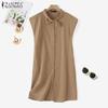 ZANZEA Women Casual Bow Tie O-neck Summer Short Sleeve Dress