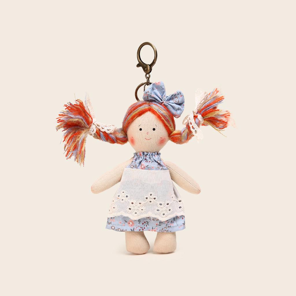 

Cottage Style Girl Plush Pendant With Checkered Bows And Dress Decor For Gift And Accessory Colorful