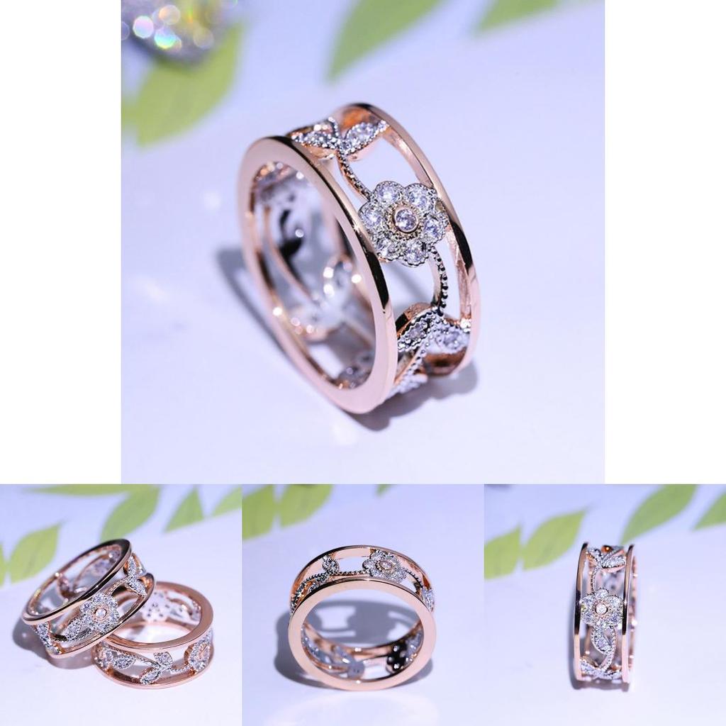 Exquisite Women Classics Fashion Flower Plating Zircon Wedding Ring With Timeless Appeal