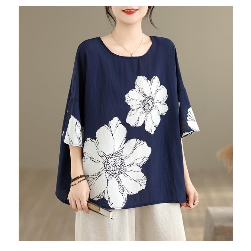 DIMANAF 2026 Summer Plus Size New T-Shirt Women Print Loose Casual O-Neck Casual Lady Tops Tees Shirts Oversize