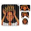African Woman Digital Printing Creative Shower Curtain Floor Mat Set Bathroom Carpet