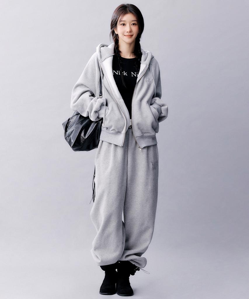Nigaennikol Butterfly Warm Cotton Sweat Pants_Gray