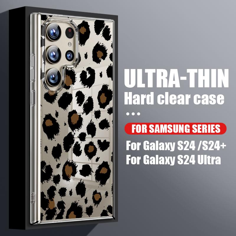 Leopard Print Pattern Clear Phone Case For Samsung Galaxy S26 S25 S24 S23 Ultra S22 Plus S25 FE A56 A36 A26 A55 A54 A15 PC Cover