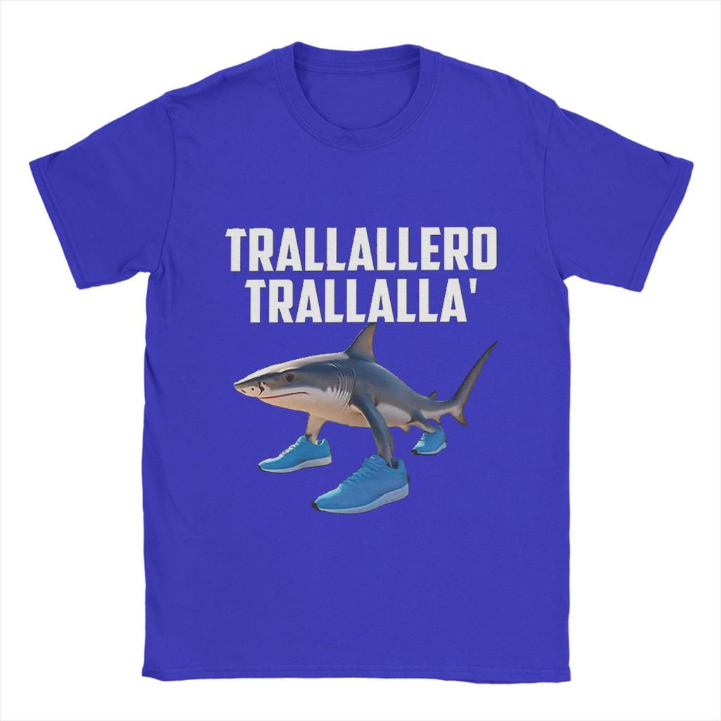 Trallallero Trallala Funny Shark Meme T-Shirt Summer Pure Cotton T Shirts For Mens Trending Casual Tee Shirt  Sleeve  Basic Tops