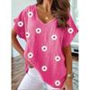 Summer Floral Flower T-shirt 3D Print Women Y2k Tops Streetwear T Shirts Harajuku Oversized Elegant V-Neck Tees Woman Clothing