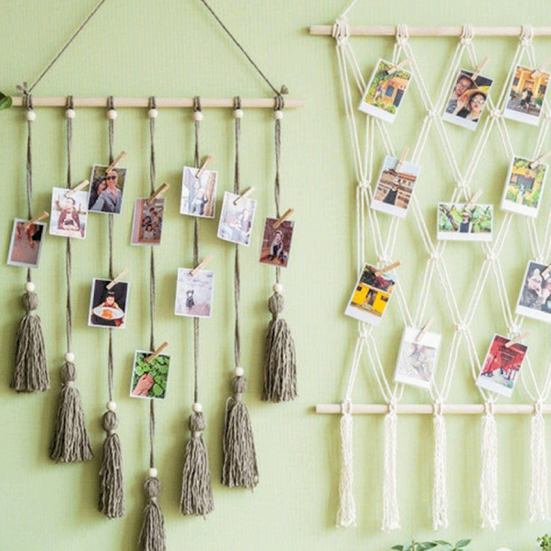 1 Set Hanging Pictures Style Organizer Tassels Hand-woven Solid Color Nordic Bohemian Wall Tapestry
