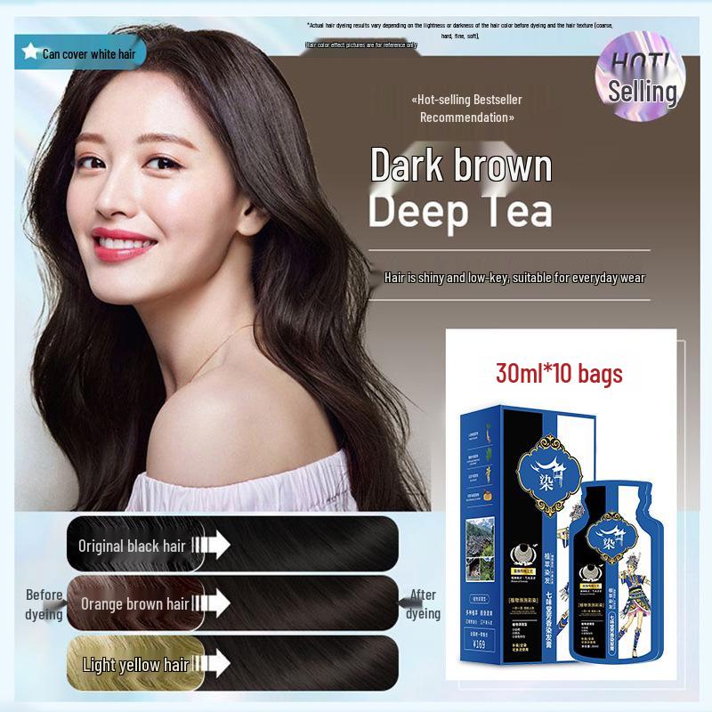

Qiwitang Miao Plant-Based Hair Dye: Long-Lasting, Fade-Resistant, Non-Staining Coverage for White Hair at Home. 30ml*10 sachets