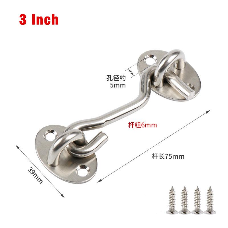 Heavy Duty Stainless Steel Window Wind Hook Extended Door Catch Latch for Sliding Door Fixing Home Repair and Window Hardware