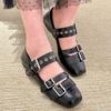 Flat-bottomed Sports Ballet Shoes New Retro Belt Buckle Square Head Shallow Mouth Fashion Shoes