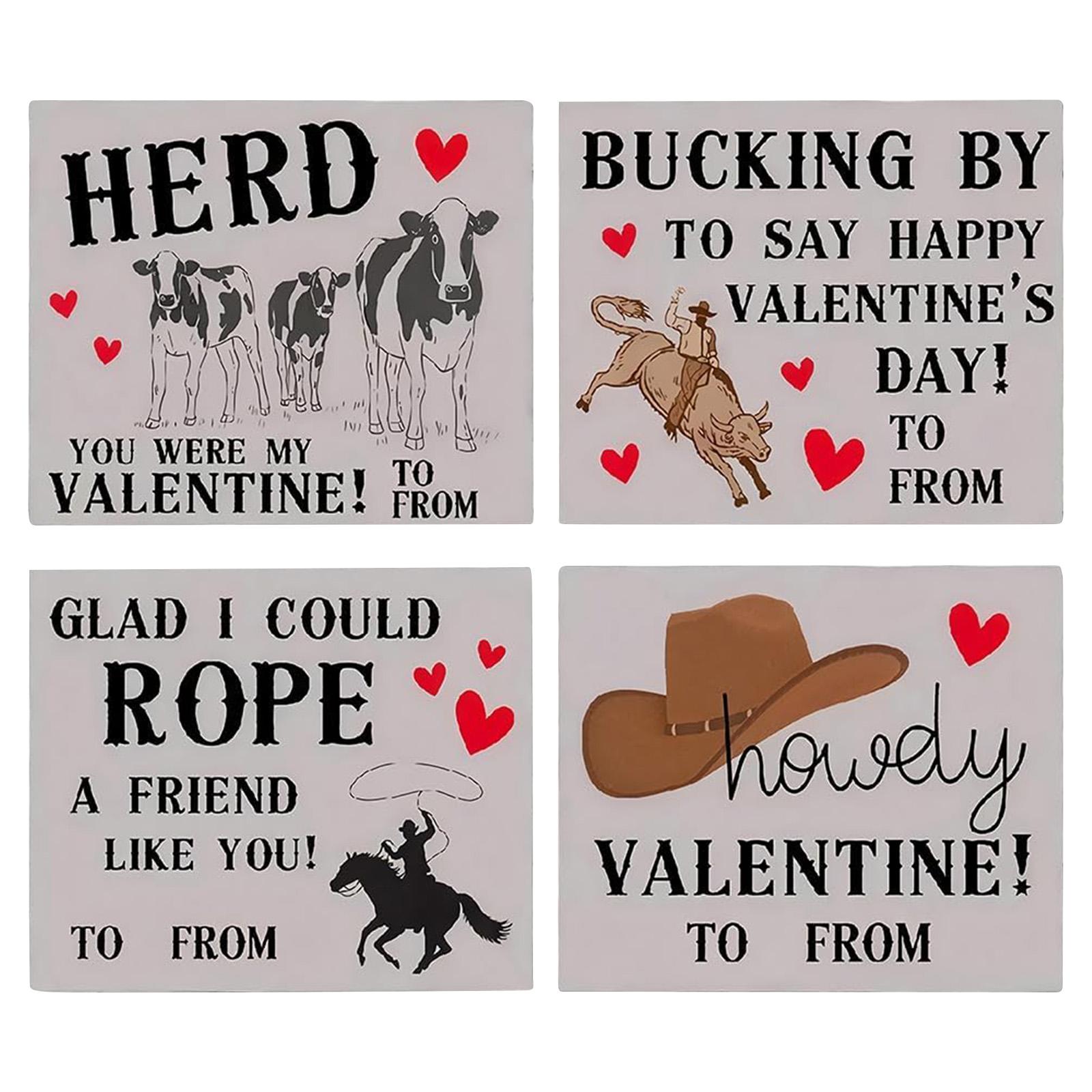 

Rodeo Valentine s Day Cards, Valentine s Day Classroom Sharing Card Set, 4 Unique Designs With Fun Slogans, Perfect For Classroom Use