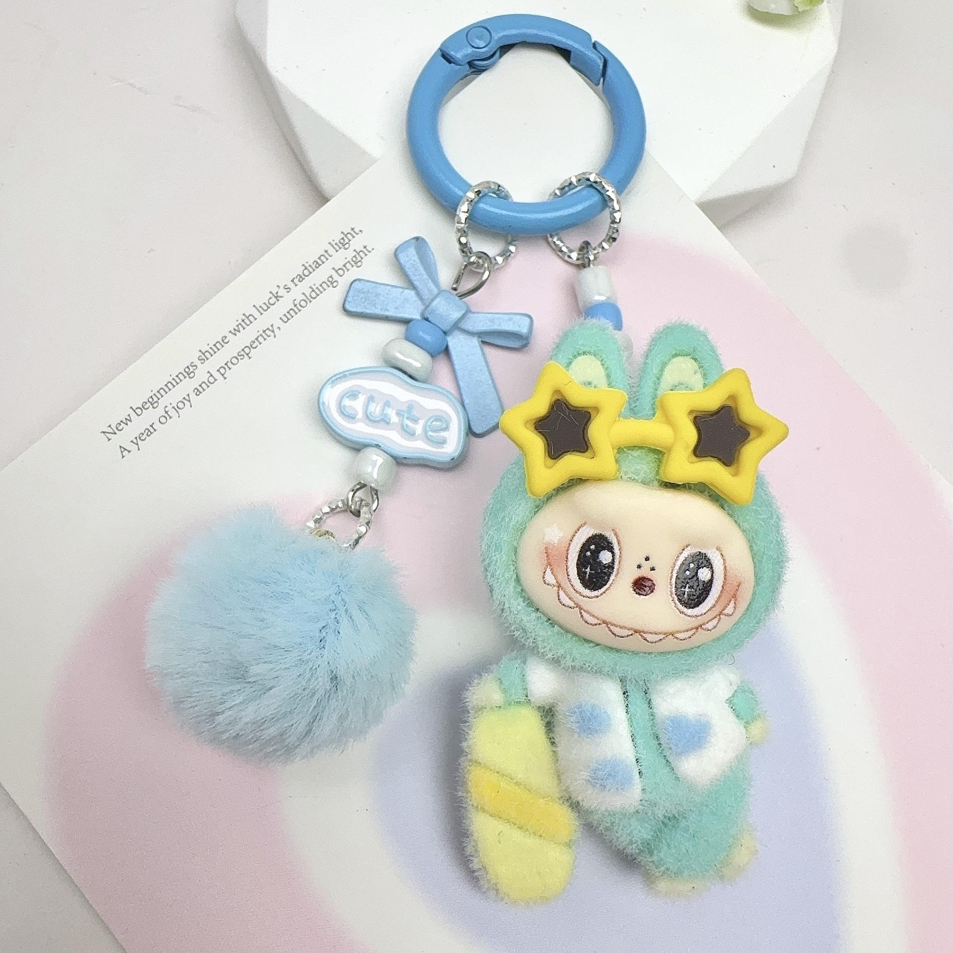 

Flocking Wave Board Surfing Rabbit Keychain DIY Jewelry Flocking Doll Desktop Small Ornament