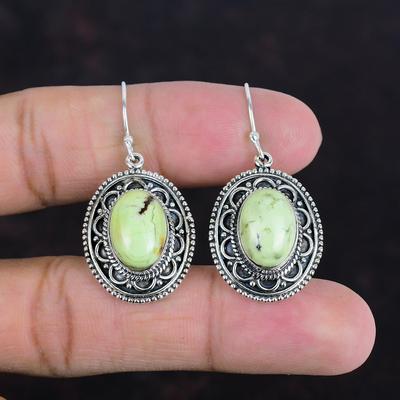 Lemon Chrysoprase Earring Natural Gemstone Earrings Vintage Jewelry 925 Sterling Silver Earring Handmade Latest Design Earring Gifts For Her