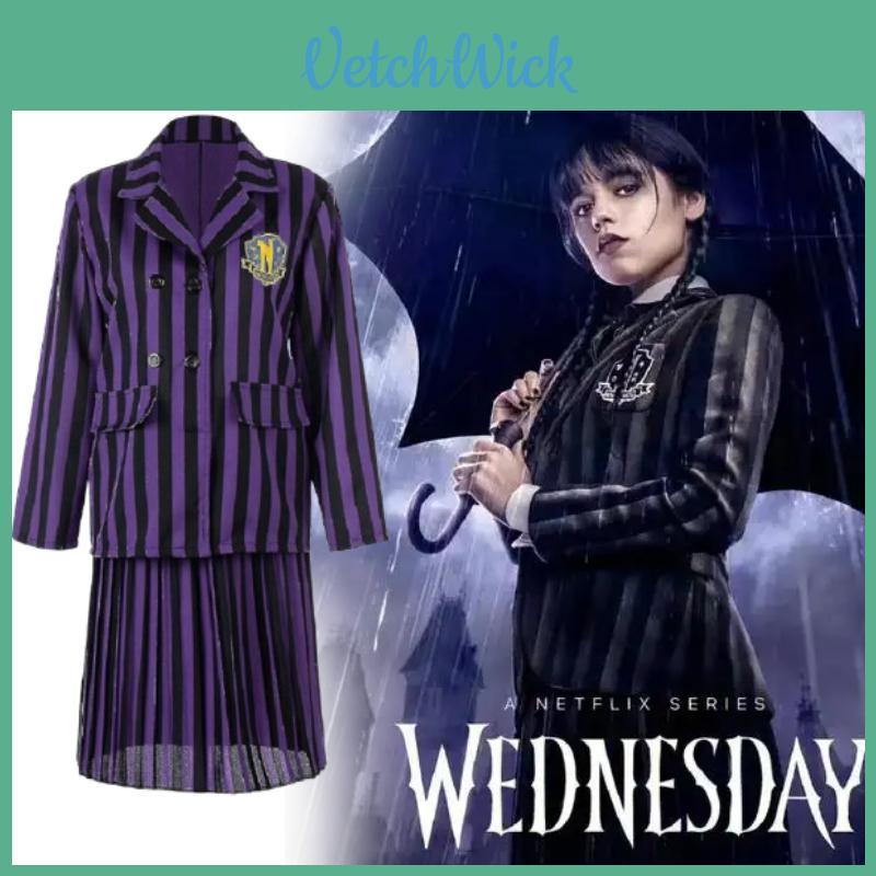 Halloween Cosplay Dress For Women Featuring Wednesday Addams Theme