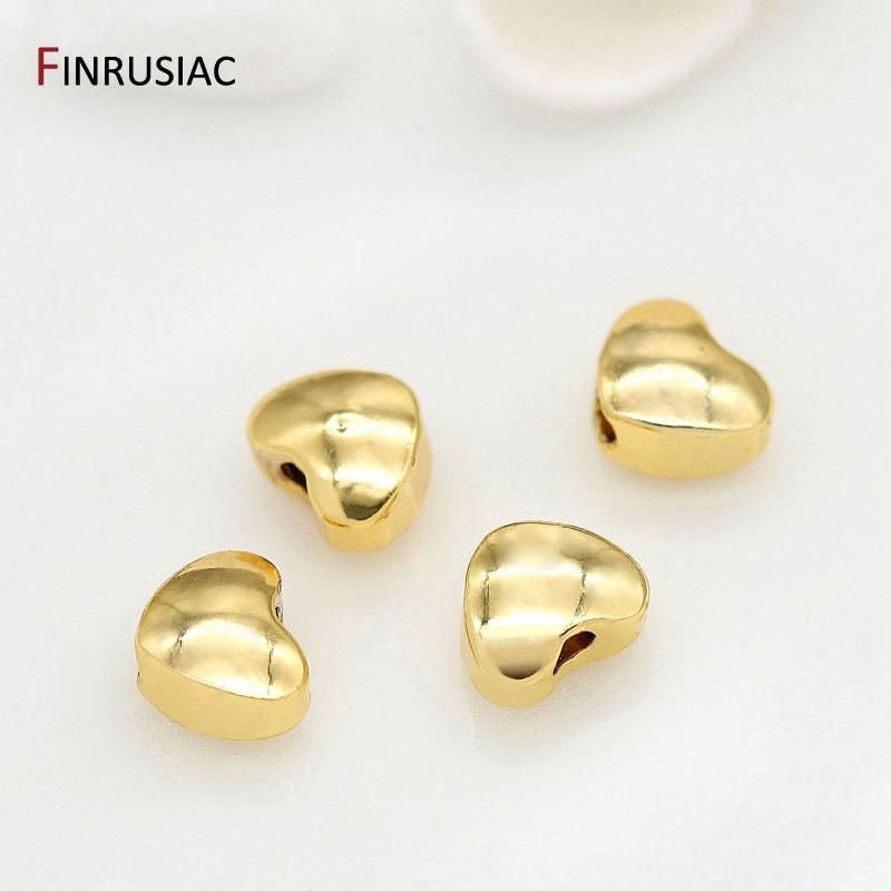 14K Gold Plated 6mm Heart Beads Spacer Beads Handmade Bracelet Accessories DIY Beaded Material
