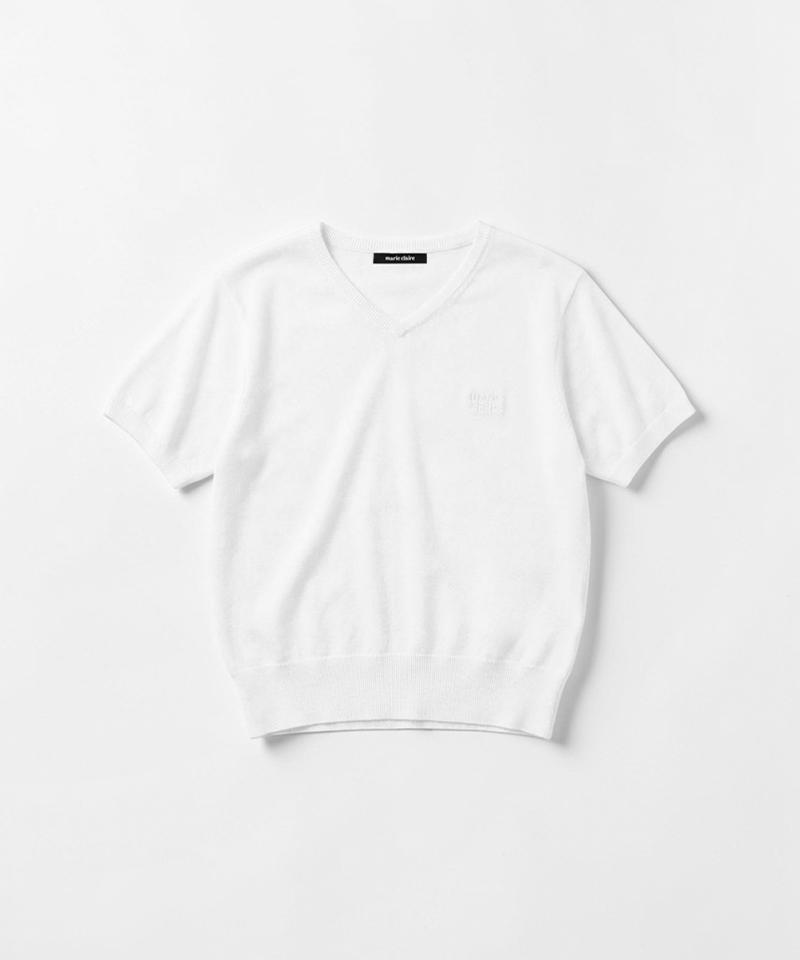 MARIE CLAIRE Basic Logo V-Neck Short Sleeve Knit (Magbkn05Mwh)