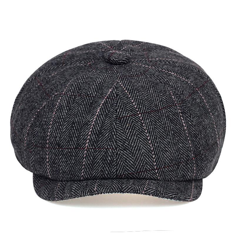 High quality Classic Hat Unisex Vintage Tweed Flat Beret Street Hat Herringbone Newsboy cap Casual Outdoor Striped Octagonal Hat