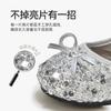 Girls princess shoes shining crystal shoes 2025 spring new children's shoes women's treasure Aisha leather shoes soft sole spring