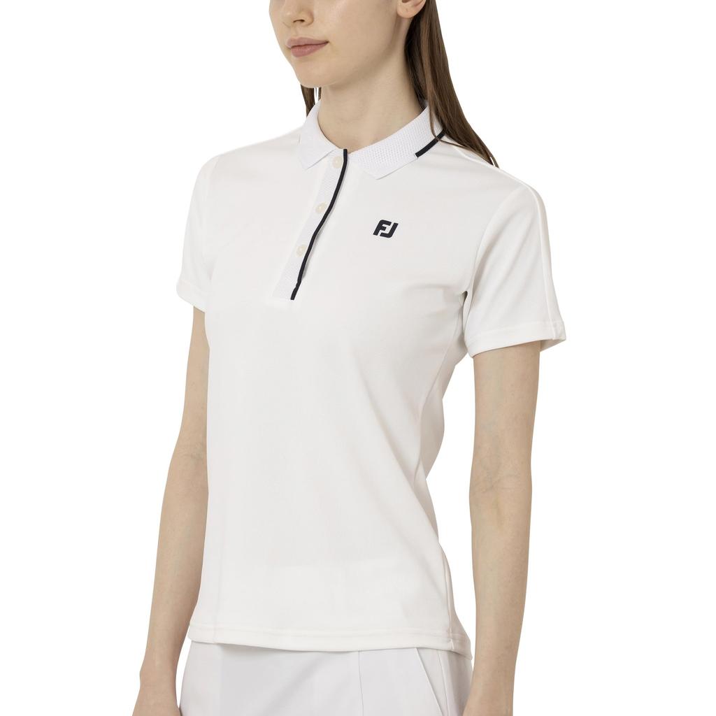 FootJoy Women's White Point Collar Short Sleeve Polo Shirt, Size M (FJW-S25-S02, 34794-M)