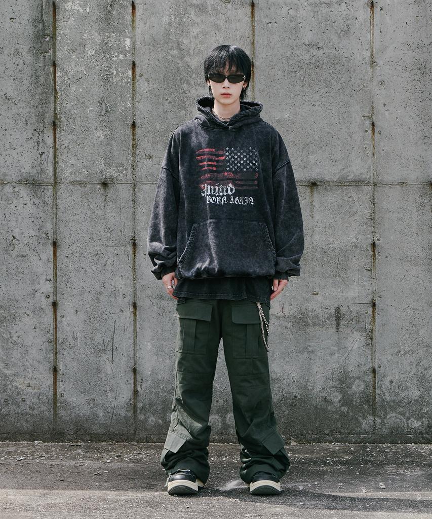 Loeolingladeu Flare Cargo Pants Khaki
