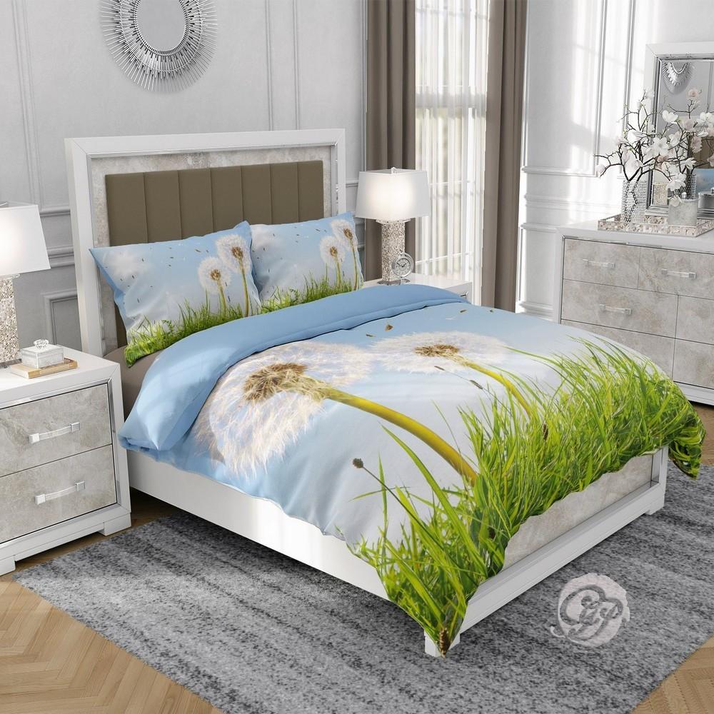 3D Cotton Satin Bedding 140x200cm DANDELIONS IN THE MEADOW