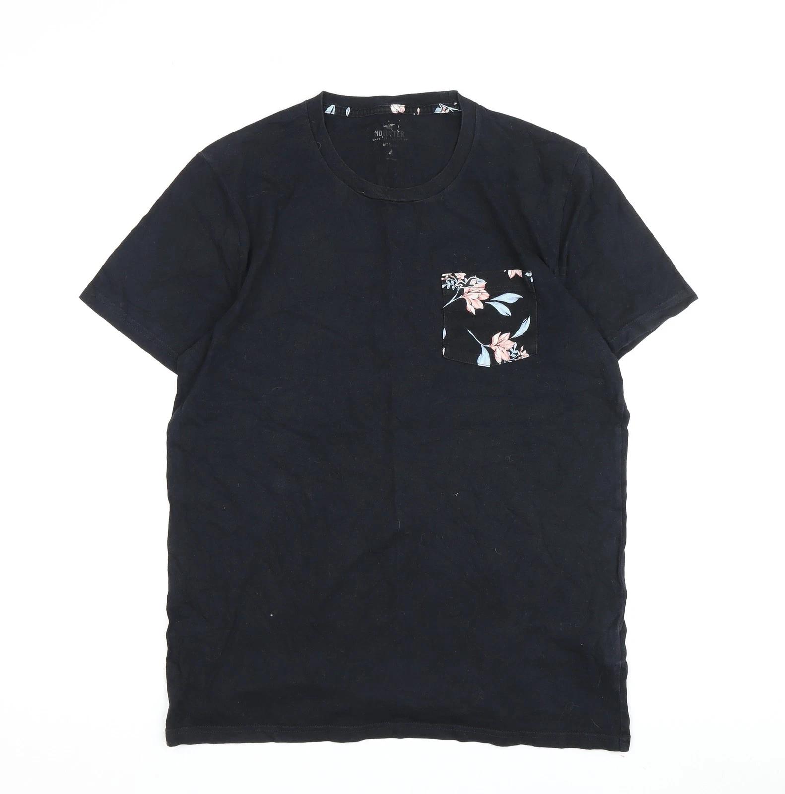Relevant Unisex Black Floral Pocket T-Shirt L 4XL
