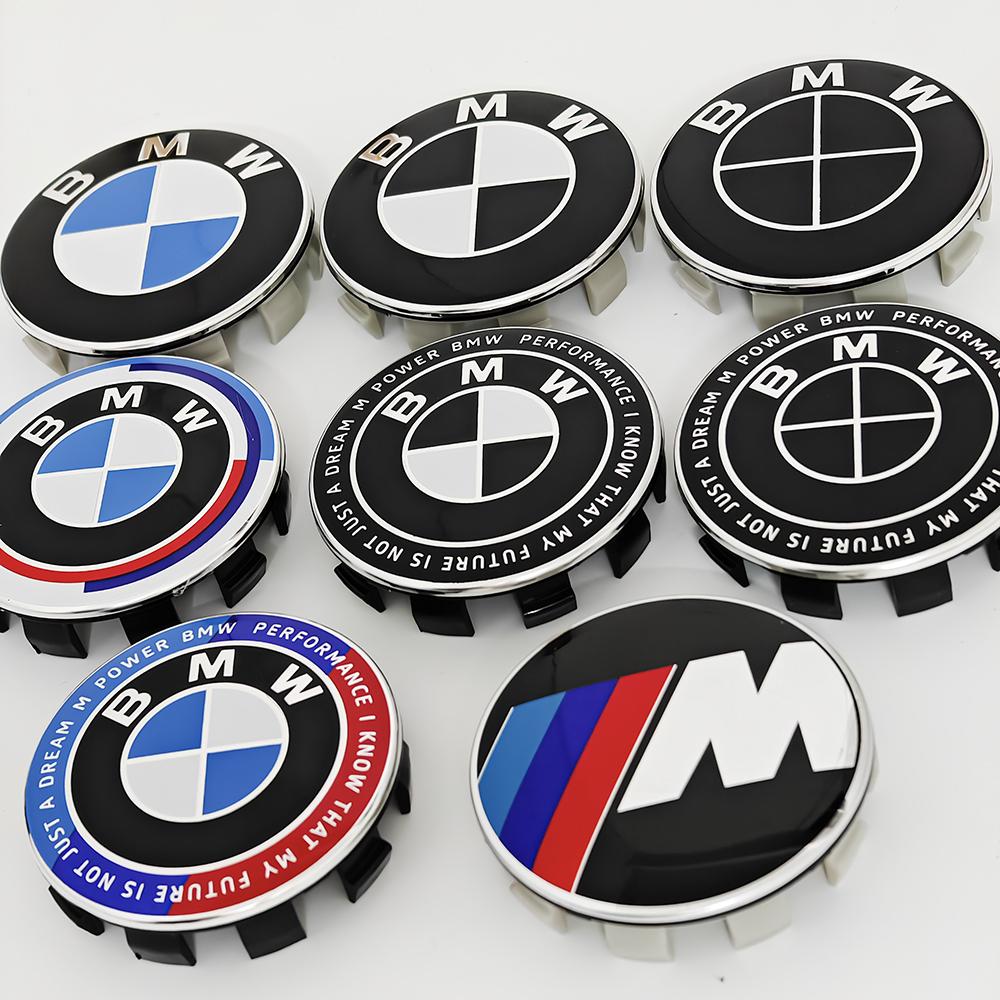 DSJW3 4pcs For BMW 50th E90 E60 F10 F20 G20 G30 E53 E85 E70 56mm 68mm Blue White Car Hub Cap Wheel Center Cap Emblem Badge Accessories