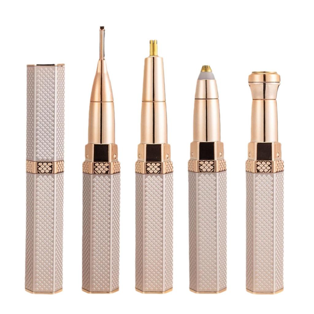 Damski elektryczny depilator w sztyfcie do twarzy, pod pachami i okolic intymnych - zawiera mini trymer do brwi