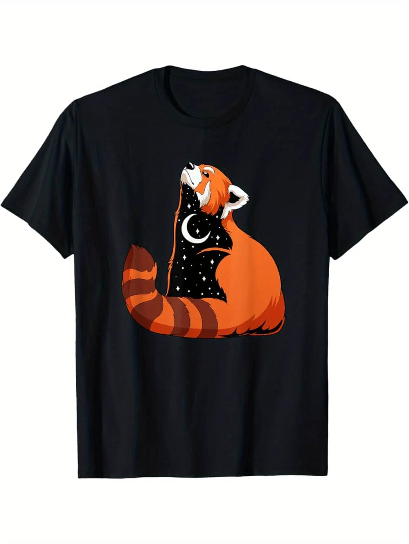 

Red Panda Galaxy Celestial Graphic Tee Soft Breathable Casual Short Sleeve TShirt For Unisex And Women S