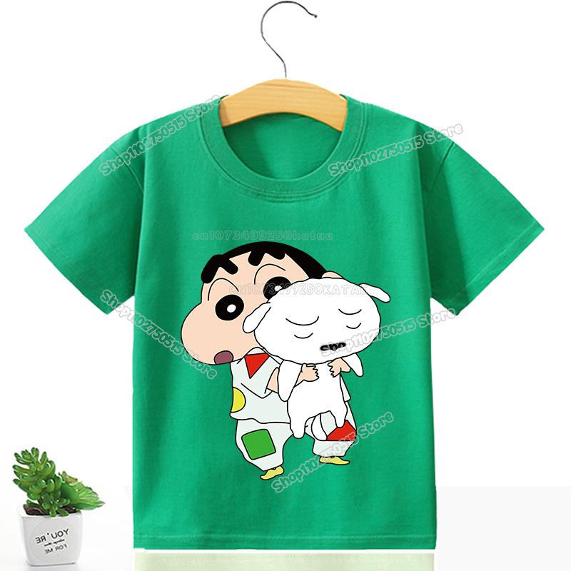 Crayons Shinchan Children T Shirt Kawaii Cartoon Boy Girl Short Sleeve Tee Shirt Summer Kids Clothes Anime Toddler Cotton Tops
