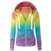 Women Fashion Casual Tie-Dyed Print Zipper Long Sleeve Pocket Loose Coat