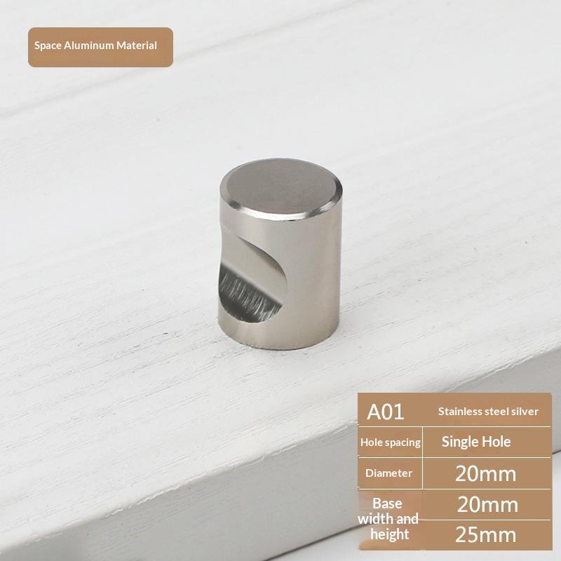 Home Decoration Silver Aluminum Single Hole Handle Modern Wardrobe Drawer Round Knob Kitchen Cabinet Furniture Small Door Handle