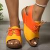 Fashion Fashion Contrast Color Wedge Sandals for Women Summer Thick Sole Non Slip Beach Shoes Woman Comfortable Platform Roman Sandals