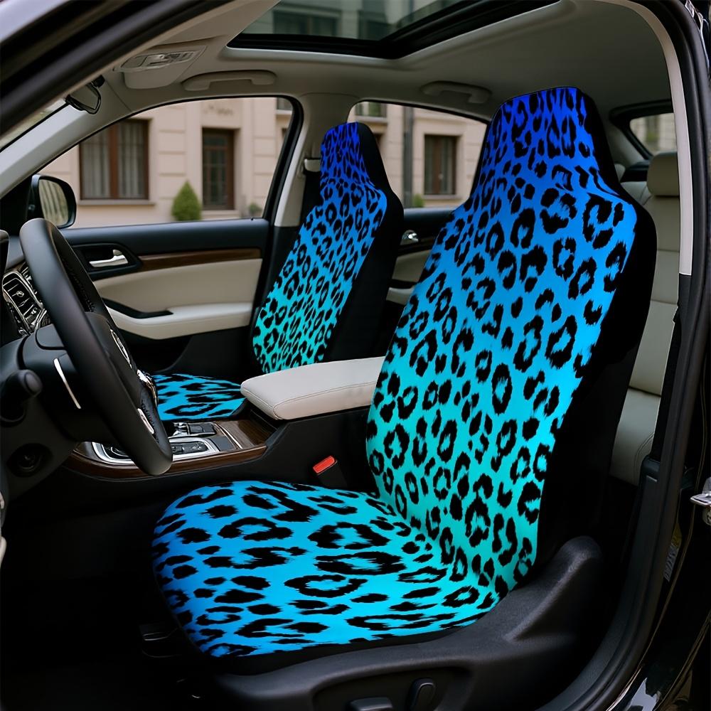 2pcs Tiger Stripe Print Car Seat Covers - & Leopard Spot Design, Washable Polyester, Universal Fit For Cars, SUVs, Trucks - Eleg