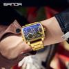 Sanda Fashionable Men's Square Multifunctional Waterproof Sports Quartz Watch