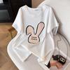Damen Plus Size Rundhals Mittellanges Kurzarm Schlankmachendes T-Shirt (Größen 200/300/350 Jin)