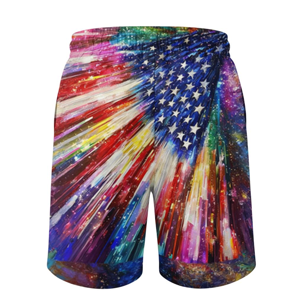 Men's Independence Day Printed Casual Drawstring Waist Shorts