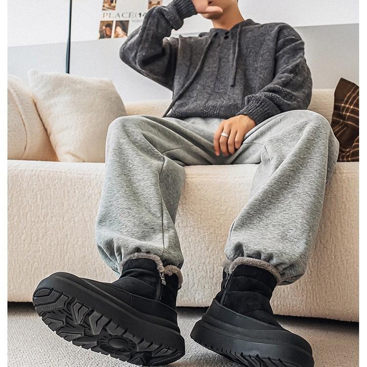 Extra Large Size Men's Shoes Wide Plus Boots Fleece Warm Martin Boots High Top Heavy Sole Snow Boots